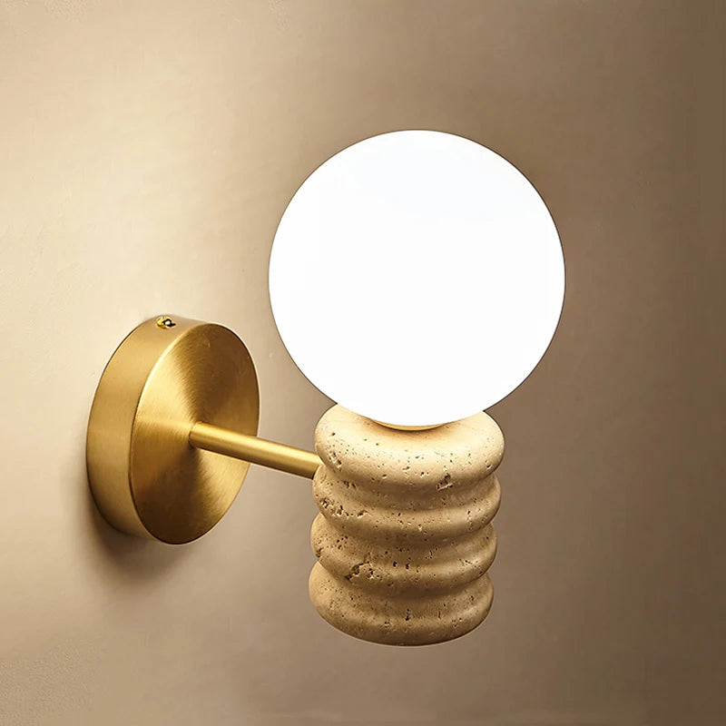 Zen Glow Travertine Wall Lamp stone LED lamp for bedroom hallway living room