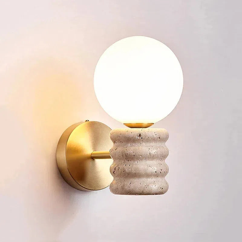 Zen Glow Travertine Wall Lamp stone LED lamp for bedroom hallway living room
