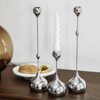 Chrome Drop Dining Candle Holder Set-Letifly Lights and Decor