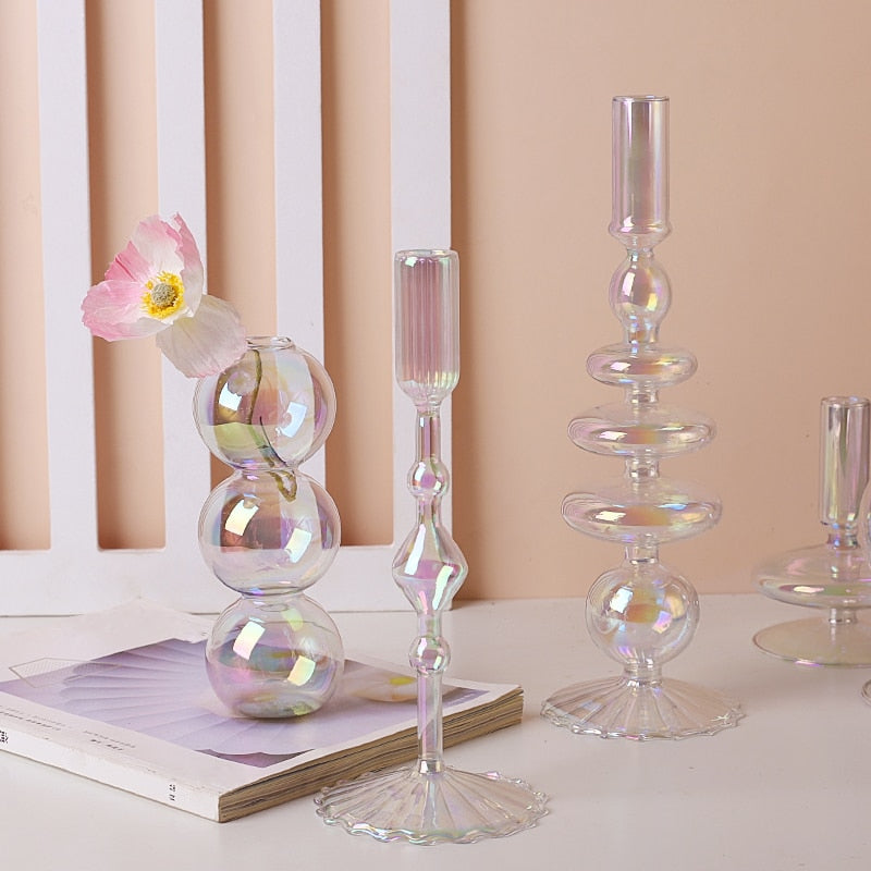 Candle Holder Decorative Accents in Rainbow Vase Candlestick Holder Design