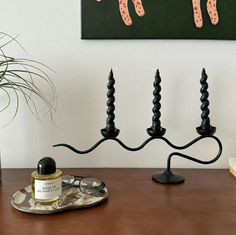 Deco Wave Iron Candle Holder-Letifly Lights and Decor
