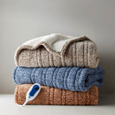Marbled Sherpa Heated Throw Blanket Plush Reversible Cozy Electric Warming Cover