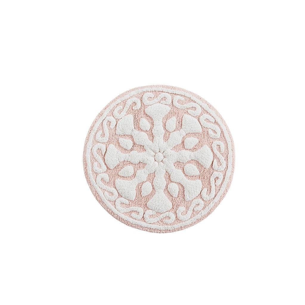 Floral medallion round rectangle bath mat tufted plush rug absorbent soft pile rug