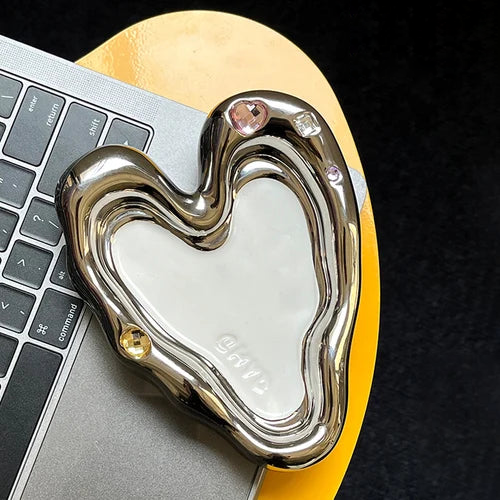 heart chrome mirror tray catch all ceramic plate