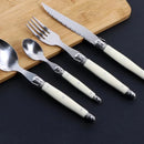 Ivory Laguiole style flatware set 304 stainless steel blades with ivory resin handles fork knife spoon teaspoon