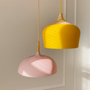 Soft Pastel Pendant Light with painted aluminum shade, wood accent and adjustable 48in cord, E27 base (<60W)