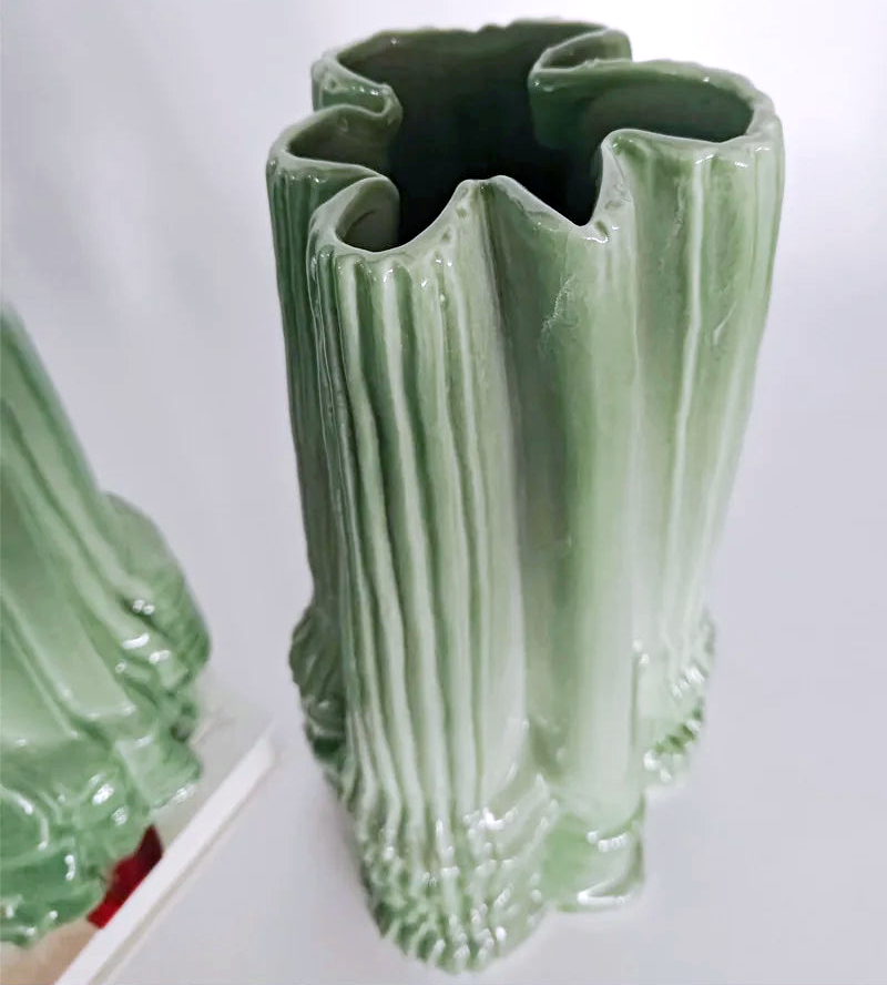 Ripple Glazed Ceramic Abstract Vase-Letifly Lights and Decor
