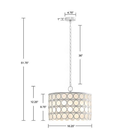Abbot Glass Drum Shade Chandelier-Letifly Lights and Decor