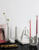 abstract arch white candle holder
