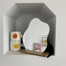 abstract acrylic mirror with wooden base