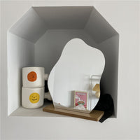 abstract acrylic mirror with wooden base