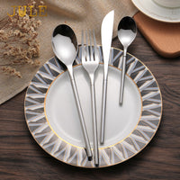 stainless steel mirror polish finish korean style silver cutlery set