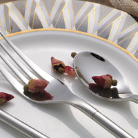 stainless steel mirror polish finish korean style silver cutlery set