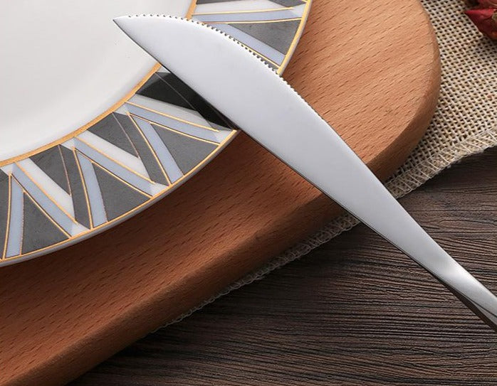 stainless steel mirror polish finish korean style silver cutlery set