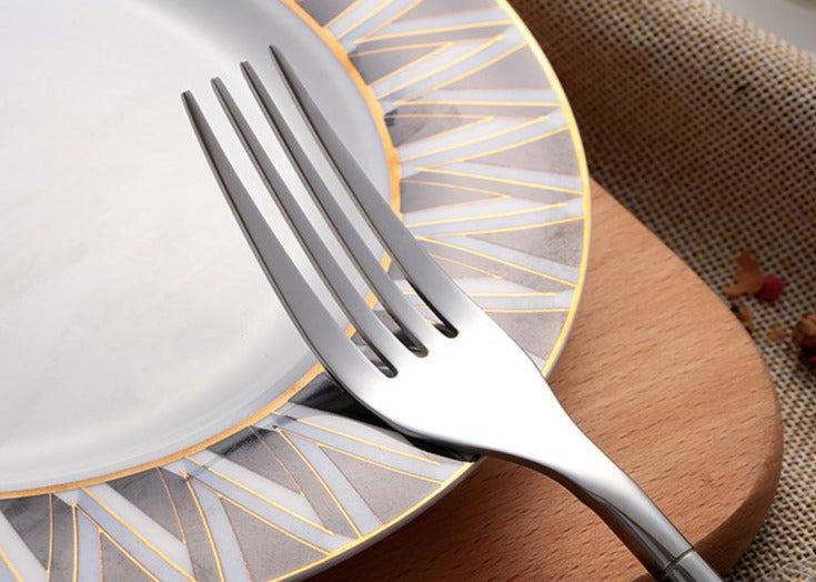 stainless steel mirror polish finish korean style silver cutlery set