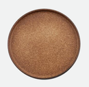 round brown cork pattern aged stain design flat plate