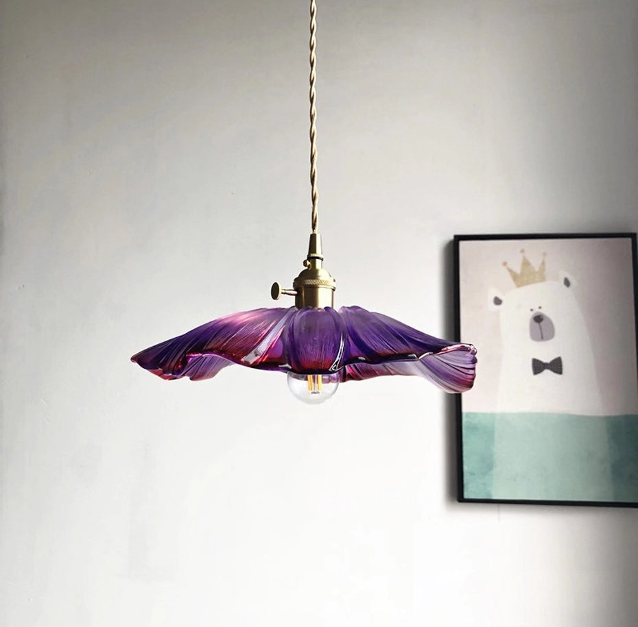 Amethyst Flower Retro Glass Pendant Light-Letifly Lights and Decor