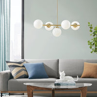 Aurelia Chandelier with Frosted Glass Globe Bulbs-Letifly Lights and Decor