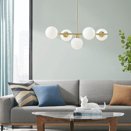 Aurelia Chandelier with Frosted Glass Globe Bulbs-Letifly Lights and Decor