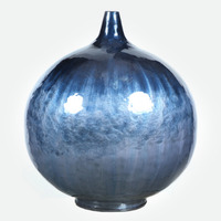 Bahamas Blue Enamel Round Vase-Letifly Lights and Decor