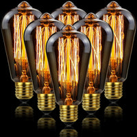 Contemporary & Vintage Style Dimmable LED Edison Filament Light Bulbs Warm white Amber Glass