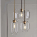 Sculpted Clear Glass Brass Luminaire  for Hallway and Dining Pendant Lamp