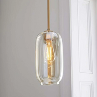 Sculpted Clear Glass Brass Luminaire  for Hallway and Dining Pendant Lamp