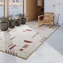 Persian Style Soft Geometric Area Rug Modern Minimalistic Ivory Red