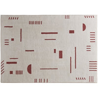 Persian Style Soft Geometric Area Rug Modern Minimalistic Ivory Red