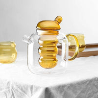 Drinkware Kettle Glass with Teapot and Teacup Colored Glass Fun Shape