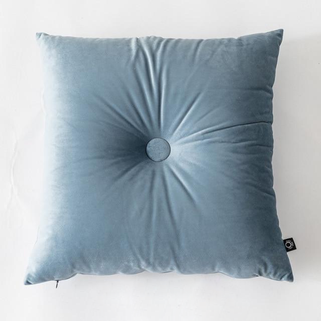 square colorful buttoned center velvet cushion pillow