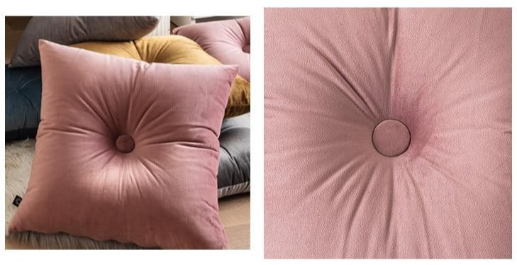 Button Square Velvet Cushion Pillow-Letifly Lights and Decor