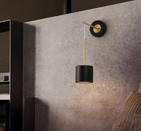 Round Polished Black Iron Wall Light
