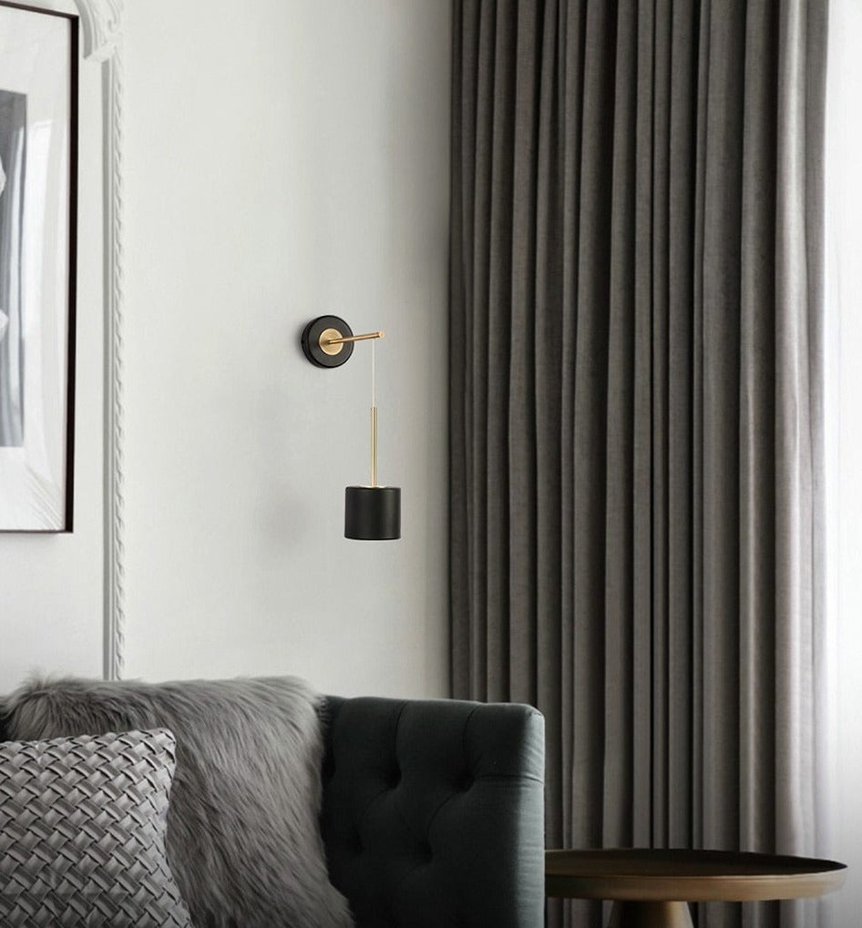 Round Polished Black Iron Wall Light