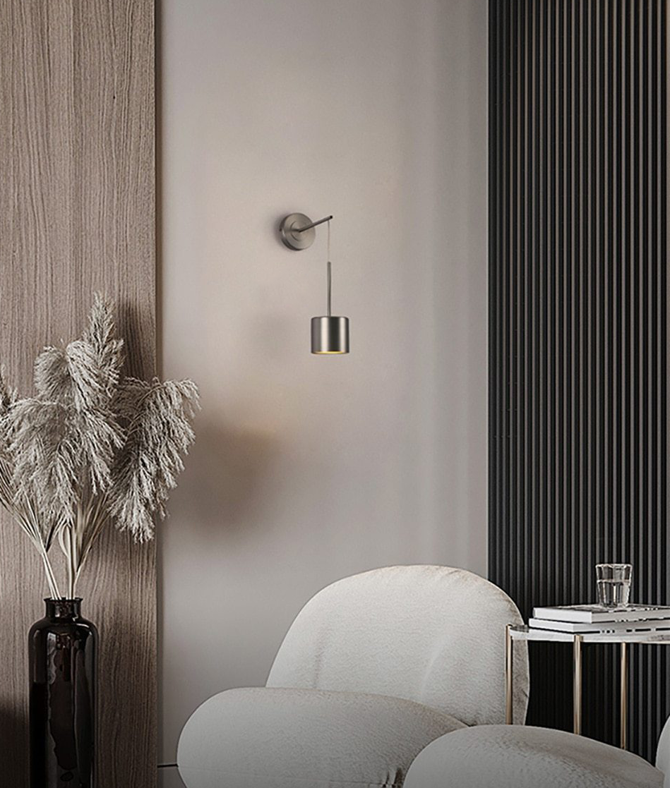 Round Polished Iron Wall Light