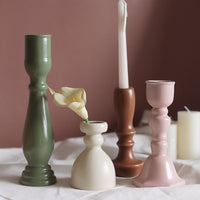 Glazed Ceramic Candle & Flower Holders