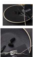 Ceramic Round Black Casted Iron Dinner Plate