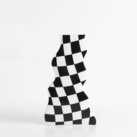 Ceramic Vases Flower Checkered Design with Various Sizes