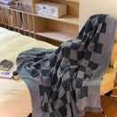 Checkboard Contrast Knitted Terry Blanket