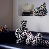 Checked Oversized Knot Pillow Twist Pillow Cushion Home Decoration