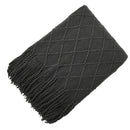 rectangle plaid knitted geometric line patterns blanket with tasselrectangle plaid knitted geometric line patterns blanket with tassel