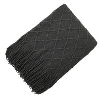 rectangle plaid knitted geometric line patterns blanket with tasselrectangle plaid knitted geometric line patterns blanket with tassel