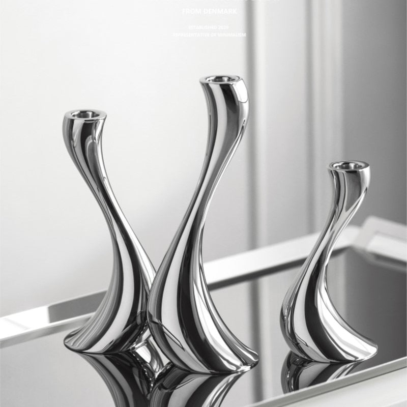 Chrome Wave Candle Holders-Letifly Lights and Decor