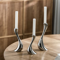 Chrome Wave Candle Holders-Letifly Lights and Decor