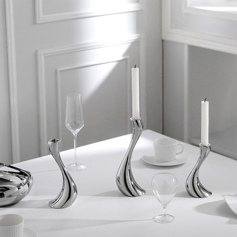 Chrome Wave Candle Holders-Letifly Lights and Decor
