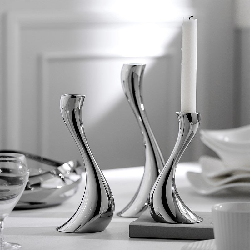 Chrome Wave Candle Holders-Letifly Lights and Decor