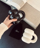 Round Ceramic White Black Big Handgrip Mug