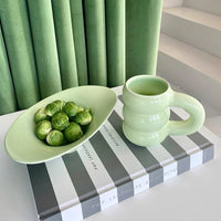 Round Ceramic Mellow Green Big Handgrip Mug