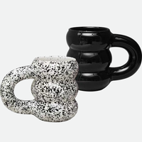 Round Ceramic Dotted Black Big Handgrip Mug
