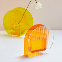 abstract round acrylic vibrant color table top vase pen holder